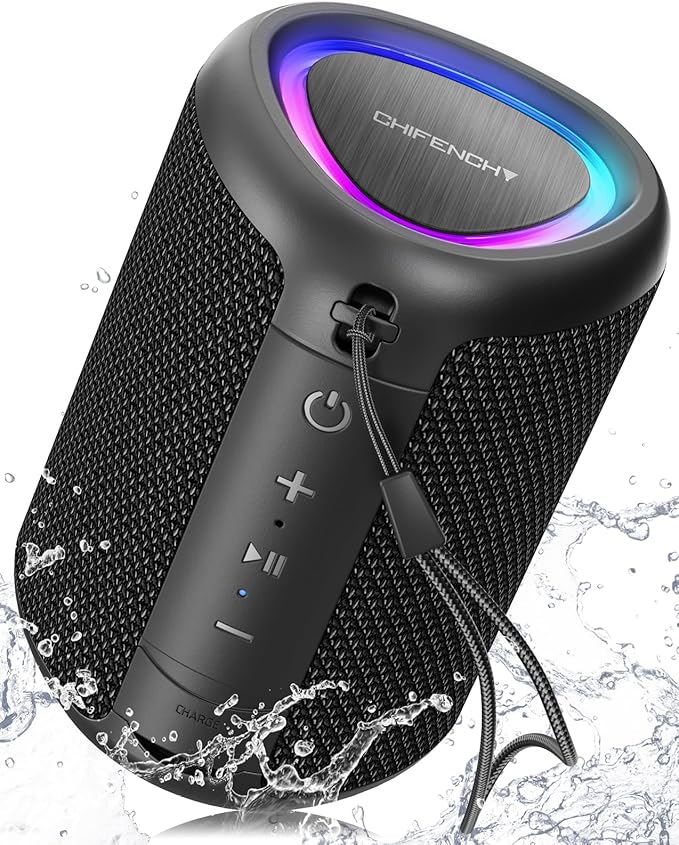 Portable Bluetooth Speaker Beach Essentials: Powerful Crystal Clear Sound/Dynamic Light/IPX5 Waterproof/All Day Playtime/Wireless BT 5.3/TWS Paring, Mom Gifts, Outdoor|Travel|Camping|Pool Accessories