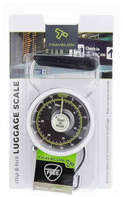 Travelon Stop and Lock Luggage Scale with Tape Measure