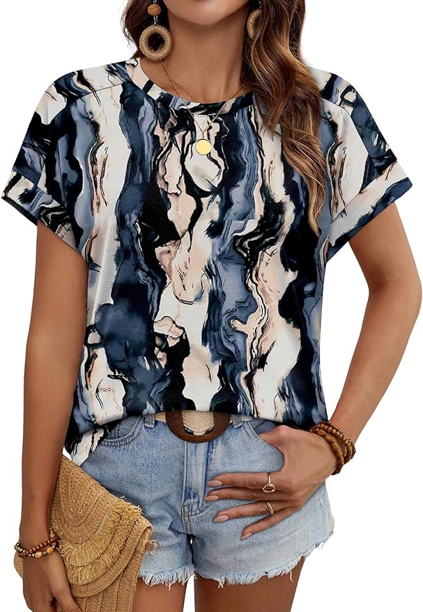 WIHOLL Womens Tops Short Sleeve Shirts Summer Outfits 2026 Spring Dressy Casual Clothes Clothing