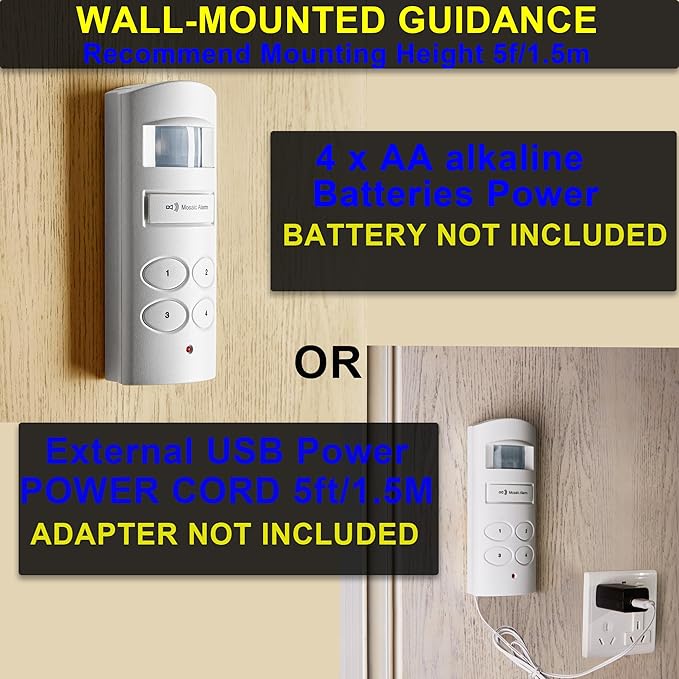 Loud 135db Keypad Motion Sensor Alarm Siren for Garage, Shed. Portable Cordless Battery Operated Travel PIR Motion Detector Alert. Freestanding Indoor Infrared Home Security Intruder Burglar Alarm