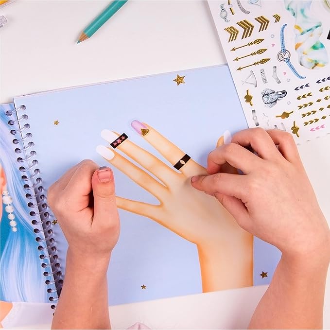 BSCOOL - Drawing, Coloring & Activity Book. Nail Design Book with Stickers and Guides. Fashion Design Sketchbook for Kids 5 and up. Little Designer Book - Nail Sticker Book. Easter Gift for Girls