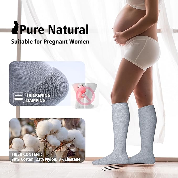 LEVSOX Cotton Compression Socks for Women&Men 20-30mmHg Knee High Cute Support Sock for Nurses Pregnancy Travel