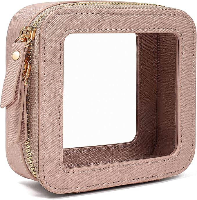 LETGO Clear Makeup Bags - TSA Approved Toiletry Bags with Zipper, Makeup Organizer for Carry-on Travel Essentials, Cosmetic Bags for Women & Men (Mini Nude)