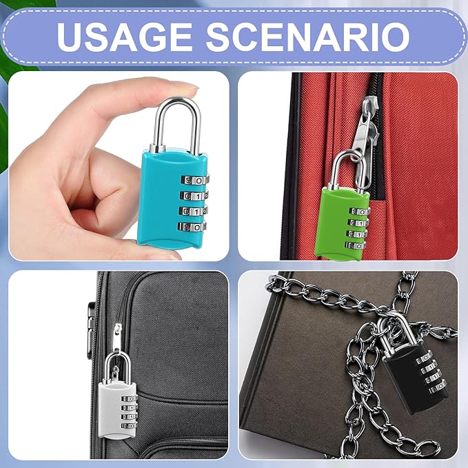 Moxweyeni 10 Pcs Digit Combinations Padlock Safe Cipher Lock Mini Combination Resettable Number for Suitcases Luggage Briefcases Computer Bags(Trendy Style,Fresh Color)