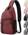 Pritent Crossbody Bags for Women Man Waterproof Sling Bag Backpack Trendy Casual Cross Body Bag with Convertible Shoulder Strap Chest Bag for Camping Hiking Travel Essentials (Wine, Medium)