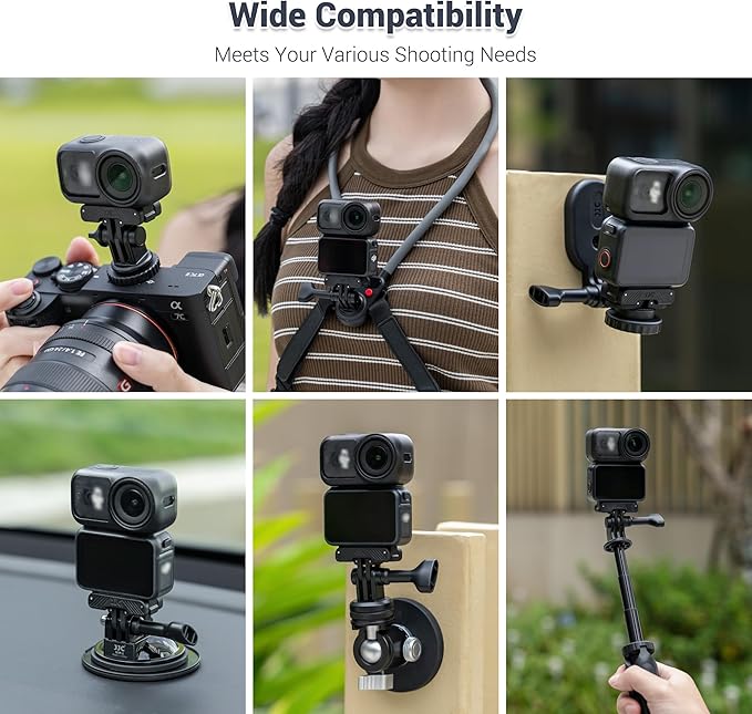 JJC Osmo Nano Action 6 Cold Shoe Adapter Mount for DJI Osmo Action 6 Accessories, 180° Angle Adjustable, Detachable Camera Monitor Mount with 1/4"-20 Screw Hole, Heavy Duty Nylon Tripod Adapter