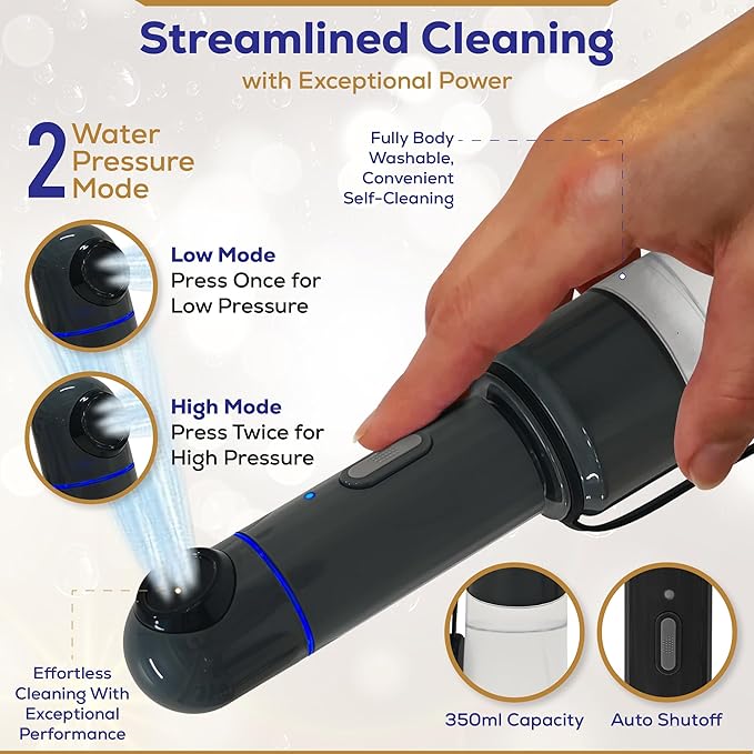 BIDET BUDDY® LuxeJet Portable Bidet for Travel | Electric Handheld Rechargeable Bidet Sprayer | Waterproof Gentle Pressure Personal Cleaning Device for Women, Men, Baby & Postpartum | USB C - V2