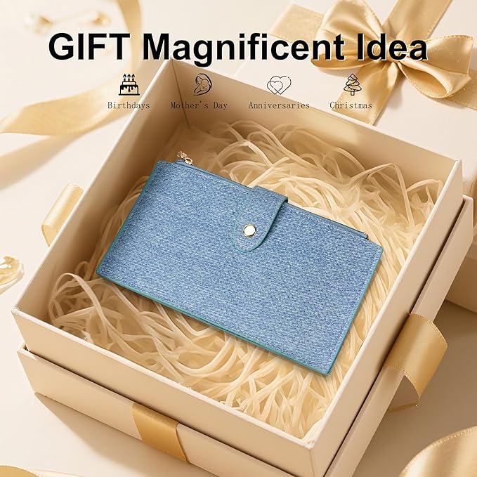 Travelambo Leather Wallets for Women Slim RFID Blocking Bifold Credit Card Holder Wallet