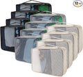 12 Pcs Packing Cubes for Suitcase Travel Luggage Bags Bulk Mesh Organizer Set for Hiking Camping Backpacking Clothes Accessories