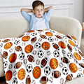 Wajade Sports Balls Blanket for Boys Soft Fleece Baseball Basketball Soccer Blanket for Couch Sofa Bedroom Fuzzy Flannel Blankets Birthday for Kids Boys 50"x60"
