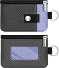 Minimalist RFID Blocking Small Wallet with ID Window,WaterResistant Zip Id Case Wallet with Lanyard Keychain for Cards,Cash,Travel,Women,Men (DarkGrey/Lavender Purple)