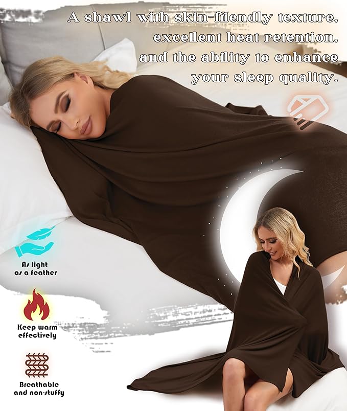 Tencel Cashmere Shawl Wraps for Women,Pashmina Stole Airplane Travel Wool Scarf Blanket Wrap Lightweight UPF 50+