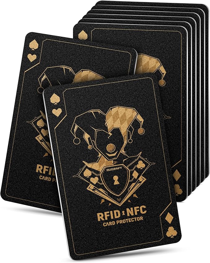 DUGRAFT 8 Pack RFID Blocking Cards Credit Card Protectors Anti-Theft Card Blocker NFC Contactless Protection for Entire Wallet, Travel Essentials, Art Deco