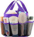 Lifewit Mesh Shower Caddy Portable for College Dorm Room Essentials with 7 Pockets, Freestanding Hanging Organizer Basket, Quick Dry Tote Bag for Camping, Bathroom, Beach, Travel, 1 Pack, Purple
