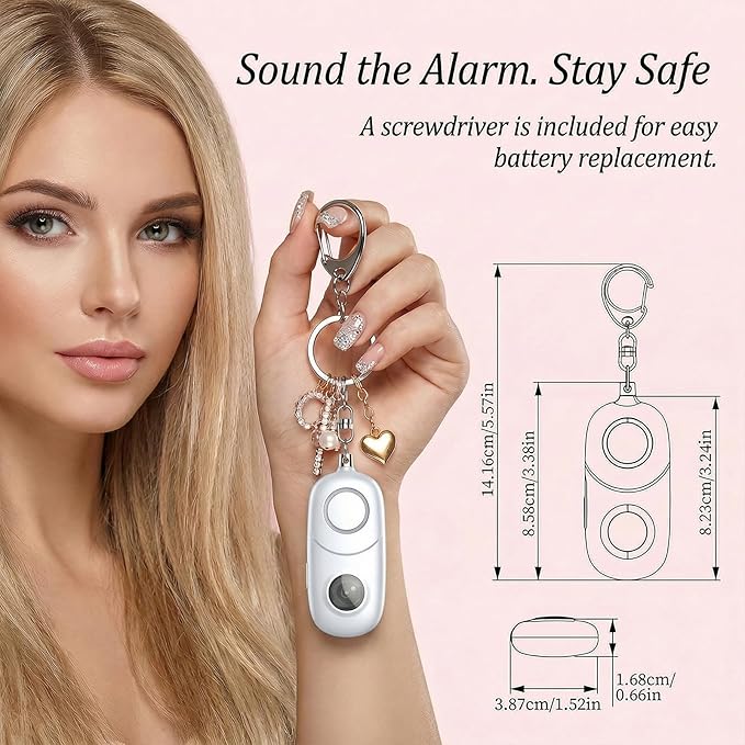 Personal Alarm for Women Keychain Alarm: Qoosea 135dB Emergency Keychain Siren with Strobe Light Loud Siren for Women Kids Students Seniors Emergency Self-Defense for Night Sports