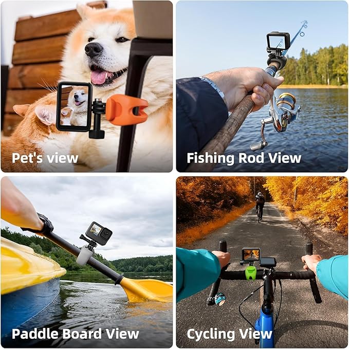 TELESIN Camera 360 Strap Mount Flexible Wrap Band Bike Motorcycle Handlebar Tube Roll Bar Stick Pole Ski Pole Mount for DJI Osmo Pocket 4, DJI Action/Osmo 360/Osmo Nano,Go Pro Hero,Akaso,Insta360