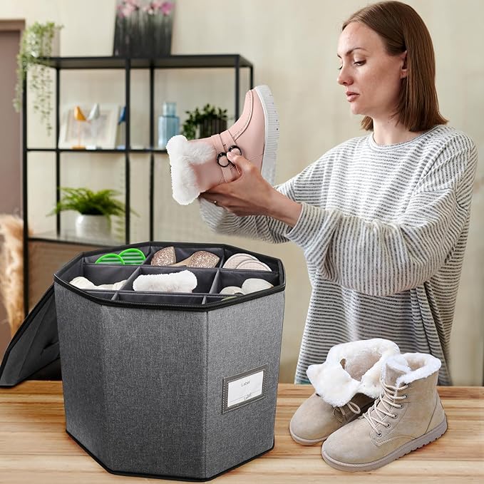 Shoe Storage Box,Shoe Bags for Travel,Fits 8 Pairs,Foldable Shoe Organizer for Closet,Portable Luggage Travel Shoe Organizer