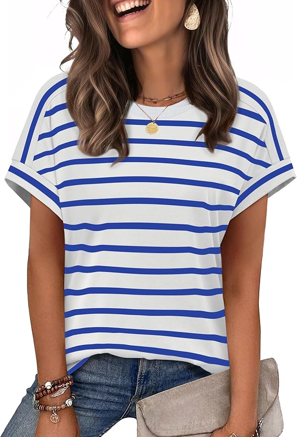 WIHOLL Womens Tops Short Sleeve Shirts Summer Outfits 2026 Spring Dressy Casual Clothes Clothing