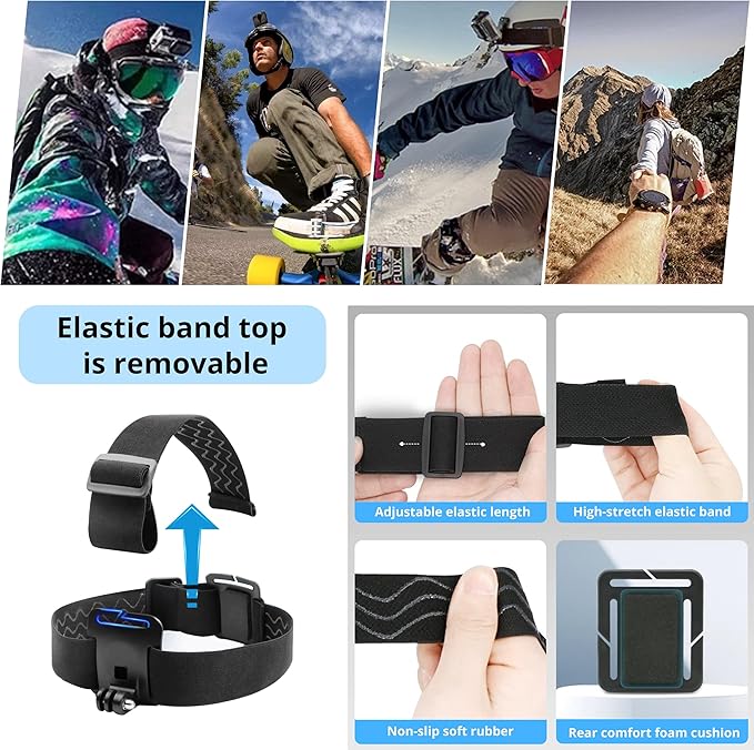 lifelimit Accessories 62 in 1 Accessories Starter Kit Compatible with All Gopro Hero 13/12/11/10/9/8 max Fusion/Session/HD Black White Silver AKASO APEMAN Campark SJCAM