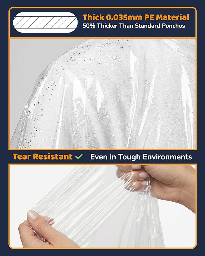 Hagon PRO Disposable Rain Ponchos for Adults (5 Pack)