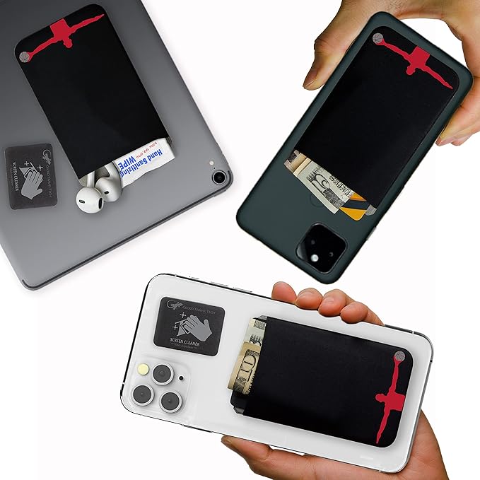 Phone Wallet - Adhesive Card Holder - Cell Phone Pouch - Stick on Lycra Pocket by Gecko - Carry Credit Cards and Cash