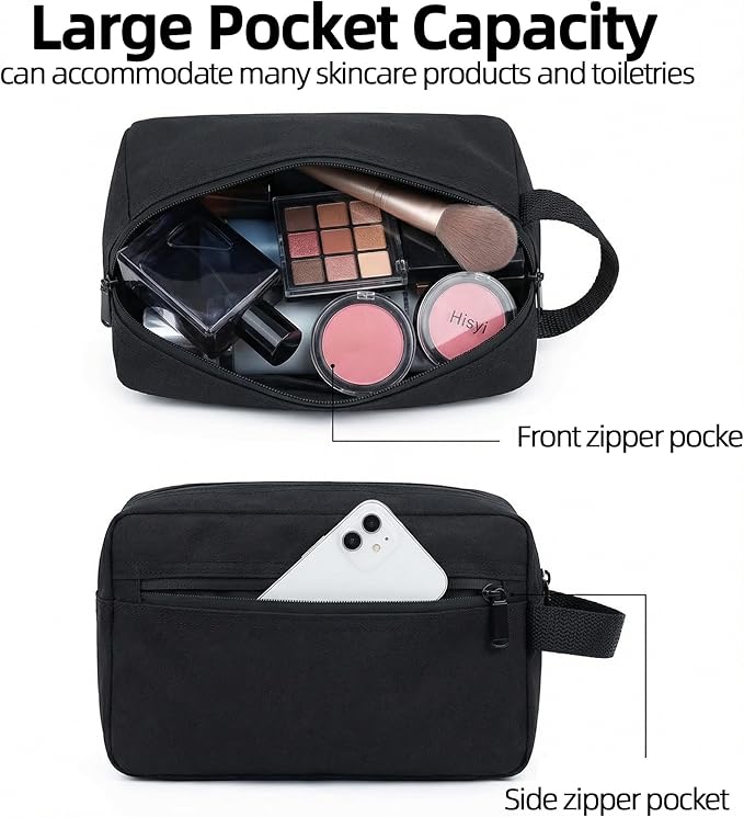 DSYSC Travel Toiletry Bag for Women Men, Small Makeup Bag, Water-Resistant Cosmetic Bag, Cosmetic Pouch, Traveling Dopp Kit, Travel Essentials Accessories (Grey)
