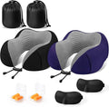 CloudBliss Travel Pillow Premium Memory Foam, Comfortable & Supportive Neck Pillow, Neck Pillows for Sleeping Travel, Airplane Pillow for Sleeping Airplane, Car, Office and Home（Black & Navy）