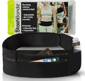 StashBandz Adjustable Running Belt - 3 Zippered Pockets + Water Bottle Holder, No-Bounce Travel Money Belt, Sports Fanny Pack, Waist Pack with Key Clip, Fits Any Size Phone, Passport & More
