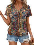 AUTOMET Womens Tops Short Sleeve V Neck T Shirts 2026 Summer Spring Beach Vacation Clothes Casual Loose Ruched Top