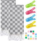 2 Packs Turkish Beach towel Blanket Bath Pool Towel Swim Supplies Swimsuit Coverups Swim Cover Ups Women Bikini Sarong Wrap Swimwear Bathing Room Accessories Clip Bag Lounge Chair Tent Umbrella