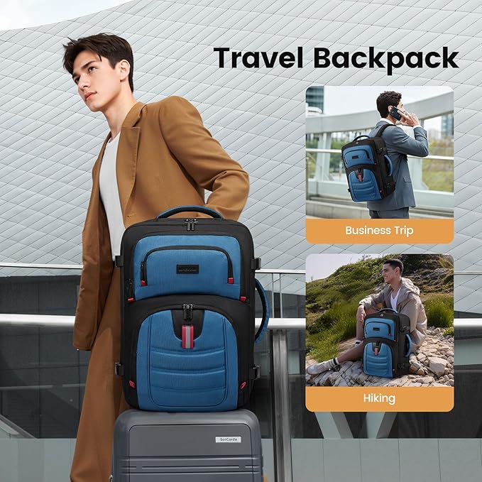 LOVEVOOK 40L Travel Backpack for Men, Airline Approved Carry On Bag with 3 Packing Cubes, TSA Overnight Bags, Waterproof Personal Item Bag, Weekender Essentials Backpacks fits 17.3" Laptop
