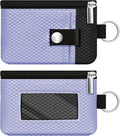 Minimalist RFID Blocking Small Wallet with ID Window,WaterResistant Zip Id Case Wallet with Lanyard Keychain for Cards,Cash,Travel,Women,Men (Lavender Purple/Black)