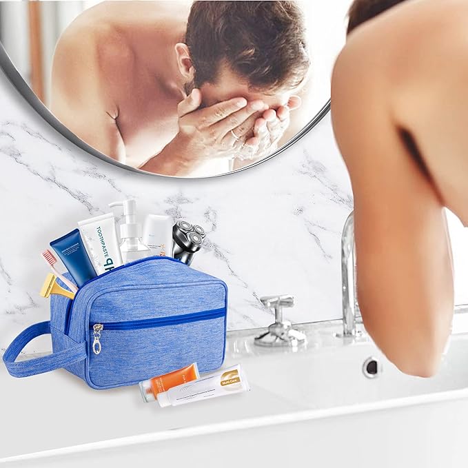 Toiletry Bag, Large Capacity Travel Bag for Toiletries, Waterproof Oxford Fabric Toiletry Organizer for Travel, Business Trips and Daily Use, Travel Essentials for Men or Women (Light Blue)