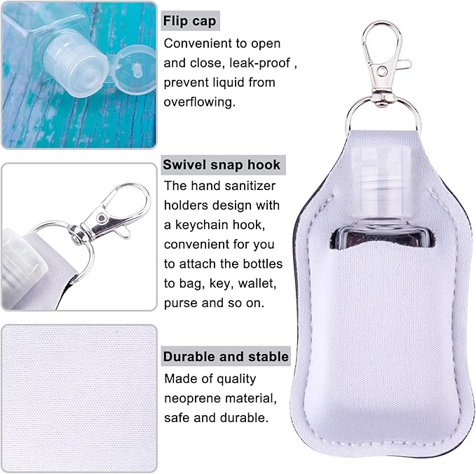 Duufin 40 Pieces Hand Sanitizer Keychain Holders Set with 20 Pieces Hand Sanitizer Holder and 20 Pieces Empty Travel Bottles