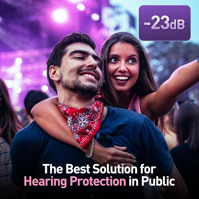 Reure High Fidelity Concert Ear Plugs, Noise Cancelling Silicone Ear Plugs 2 Pairs Great for Concerts Loud Music, Musicians, Motorcycles, Airplanes, Raves, Hearing Protection -20 dB (Pearl)