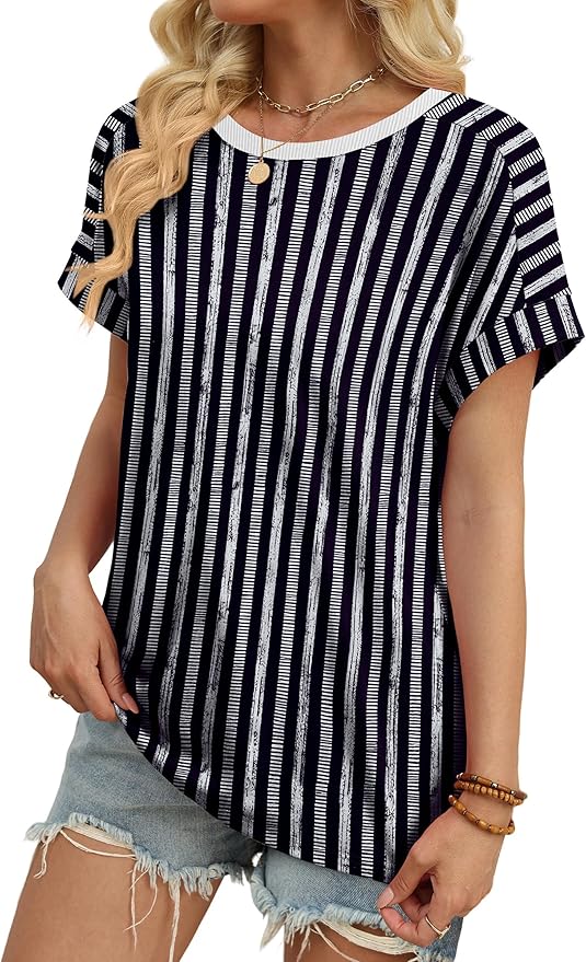 WIHOLL Womens Tops Short Sleeve Shirts Summer Outfits 2026 Spring Dressy Casual Clothes Clothing