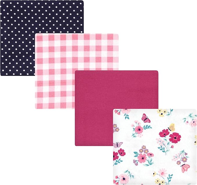 Hudson Baby Unisex Baby Cotton Flannel Receiving Blankets, Butterfly Floral, One Size