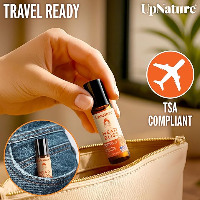 UpNature Head Bliss Essential Oil Roll On Stick - Soothing Migraine Comfort Aromatherapy with Instant Cooling Effect - Nurse Essentials Gifts Roller