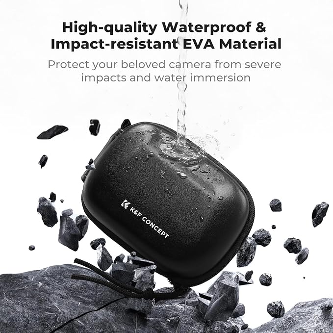 K&F CONCEPT Semi Open Carrying Case for DJI Osmo Action 6/3/4/5 Pro, Small EVA Hard Storage Bag Portable Travel Protector Case for Go Pro Hero 13/12/11/10/9 Black, Insta360 Ace/Ace Pro/2