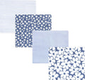 Hudson Baby Unisex Baby Cotton Flannel Receiving Blankets 4-Pack, Blue Cosmos, One Size