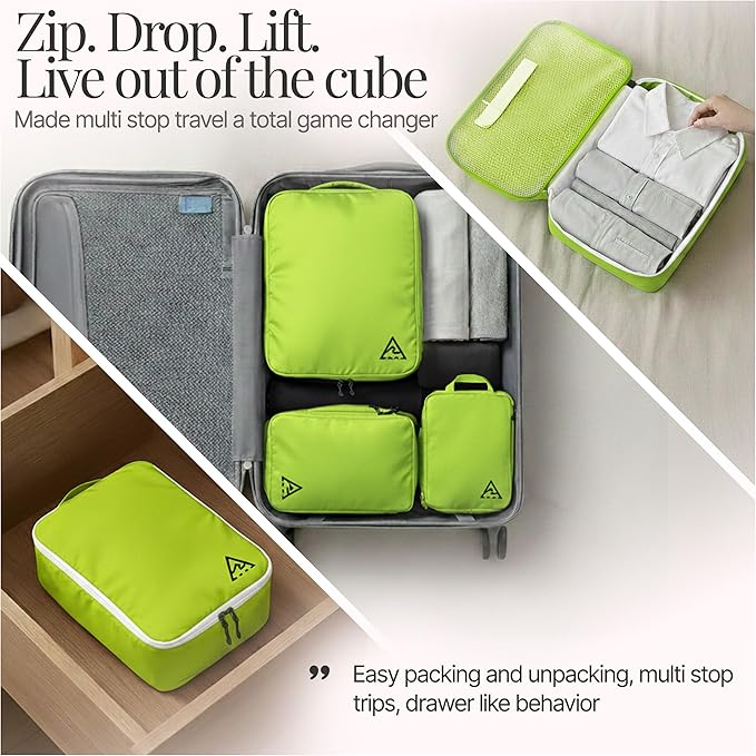 4-Piece Luxury Compression Packing Cubes & Bags for Travel – Maximize Space in Luggage with HybridMax Double-Capacity Design, 50 Luggage Tags, Patented Suitcase Organizer Bags, Lifetime Satisfaction