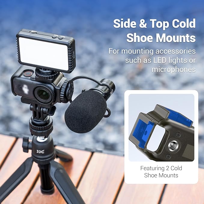 JJC Osmo Nano Cage with Cold Shoe Mount Adapter for DJI Osmo Nano Accessories, Expansion Adapter with 1/4"-20 Thread Hole, Built-in Strong Magnet, Creative Narrow Crevice Shooting, ABS Frame