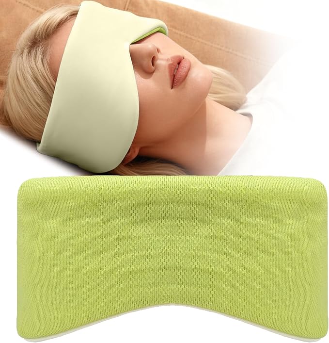 Sleep Mask for Women Men, Reversible Eye Mask Sleeping with Cozy & Cooling Sides, Adjustable Velcro Band, Blackout Face-Hugging Padded Eye Cover for Sleeping Travel Office, Cyan/Yellow