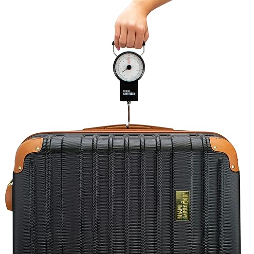 Mechanical Luggage Scale with Tape Measure, Up to 75 Pounds (Retro) - Lift Slowly
