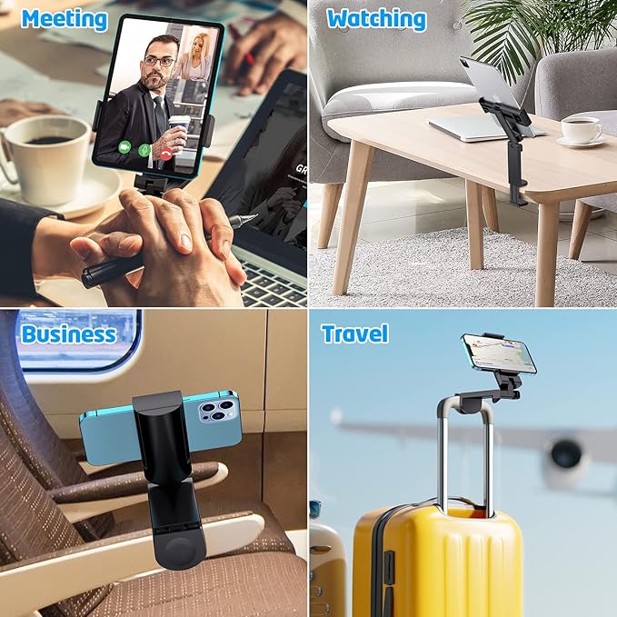 WixGear Universal Airplane Tablet Holder, with Multi-Directional Dual 360 Degree Rotation, Pocket Size Tablet Holder for Airplane, (Devices 3.5" to 7.67” Width Max Weight is 1.5 lbs)