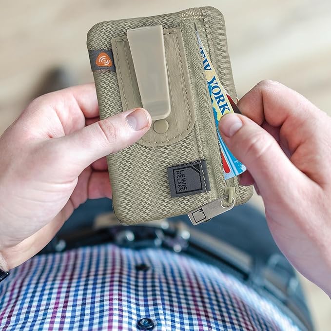 Lewis N. Clark Travel Clip Stash Wallet | RFID-Blocking Technology | Hidden Money Belt Pouch | Card Holder