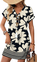 WIHOLL Summer Dresses for Women with Sleeves Midi Dress Button Down Beach Vacation Casual Dresses Fashion Clothing