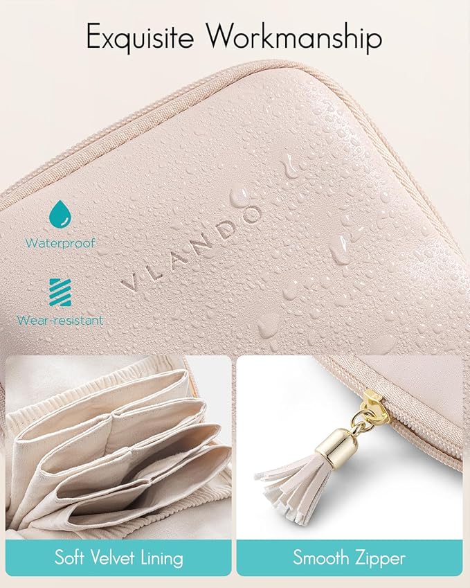 VLANDO Small Travel Jewelry Organizer,Bridesmaid Gifts,Jewelry Pouch Bags,Velvet Jewelry Storage Bag for Bracelet Rings Earring,Portable Jewelry Travel Case for Traveler-Apricot Pink