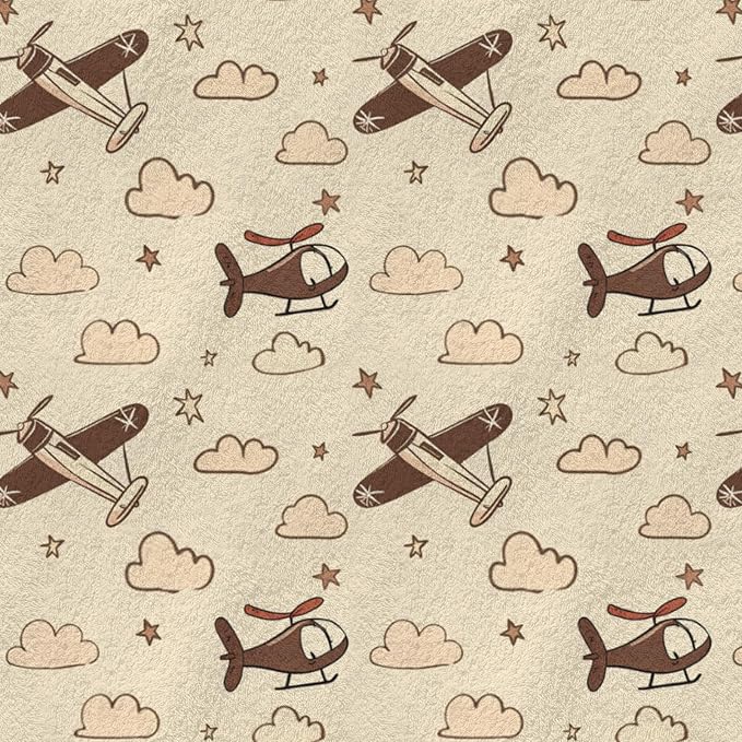 Unisex Plane Nursery Baby Throw Gift Blanket for Boys Girls, Cartoon Helicopters Clouds Stars Pattern Swaddle Receiving Bed Blanket for Newborn Toddlers Kids-50x60
