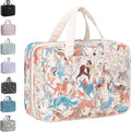 Everfun Hanging Toiletry Bag for Travel, 12x9x4.5 inch Large Capacity Cosmetic Organizer with Leakproof Wet/Dry Compartment, Waterproof Dopp Kit Toiletries Bag for Women Animal lmprint